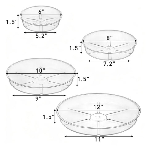 Hacaroa clear 8-inch plant saucer, top view, ideal for indoor plants.
