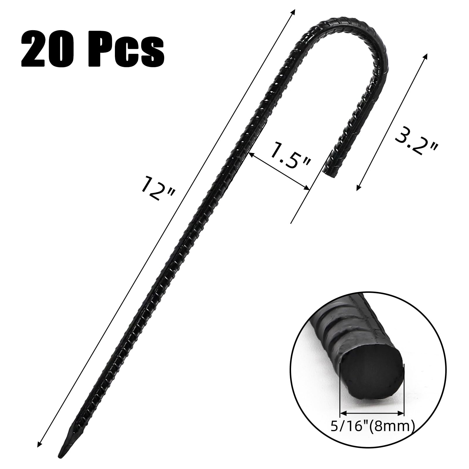Hacaroa J-hook ground anchors keep fences and fabrics securely anchored.