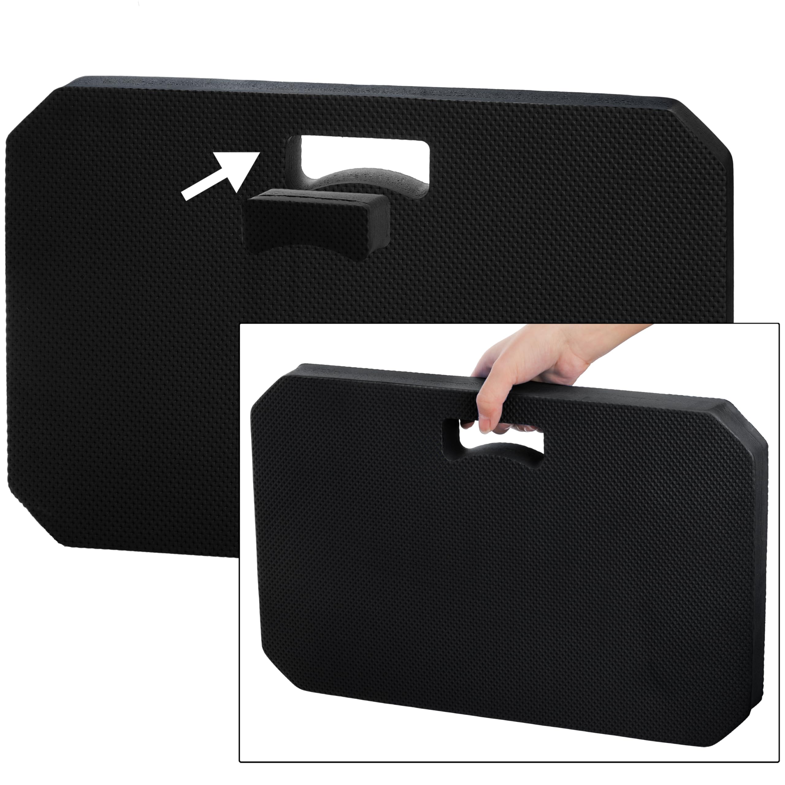 Hacaroa kneeling pad portable with handle for easy transport.