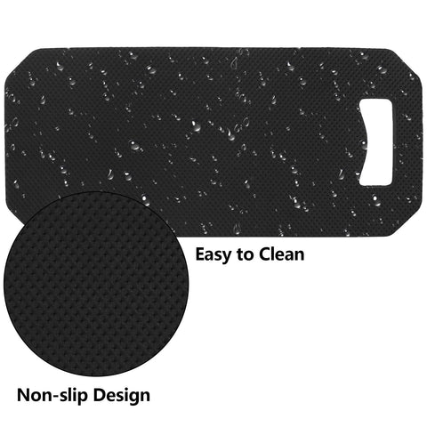 Hacaroa kneeling pad water-resistant surface for quick cleaning.