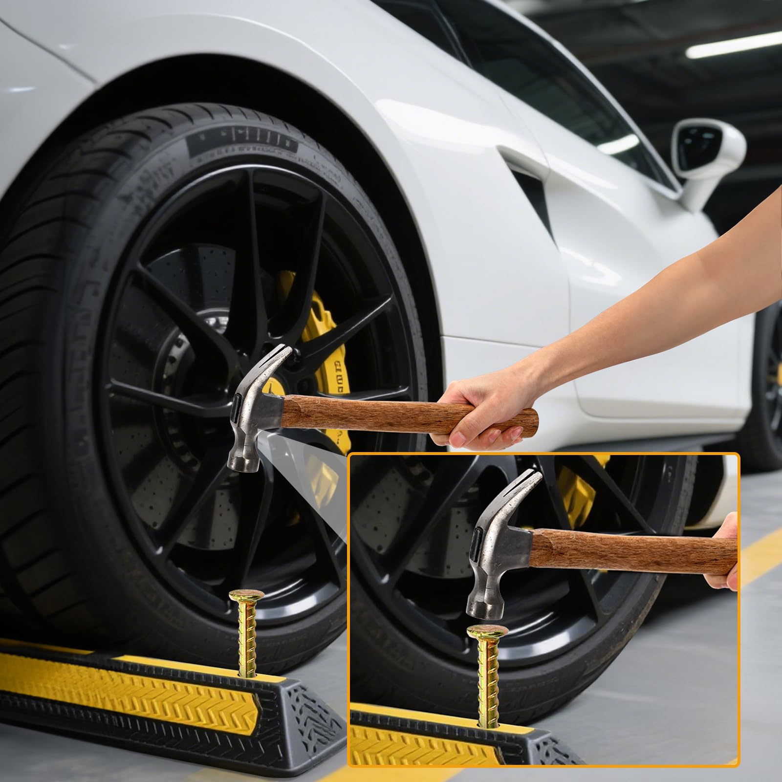 Hacaroa wheel stop and curb use keeps parking areas organized.