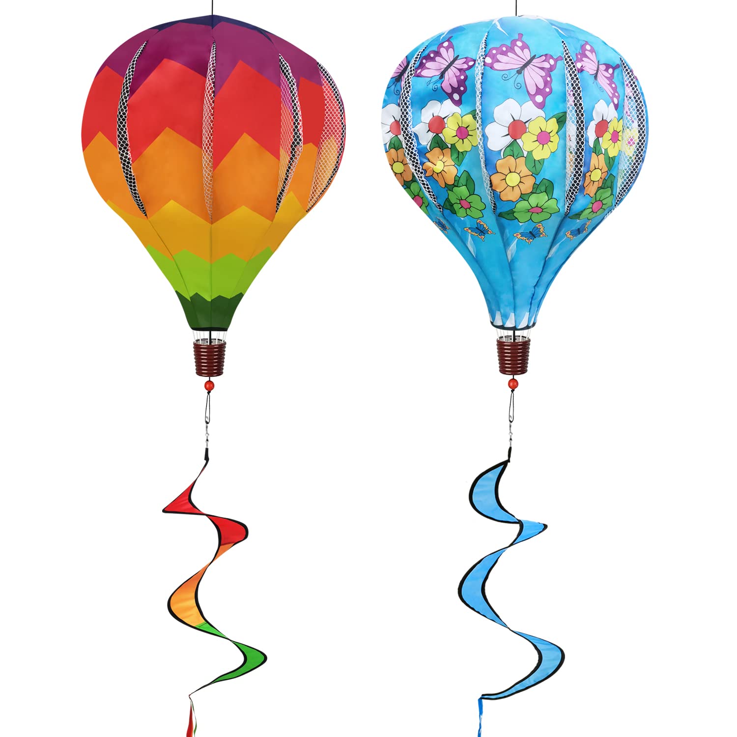 HADEEONG giant rainbow butterfly hot air balloon spinner for vibrant outdoor garden decor