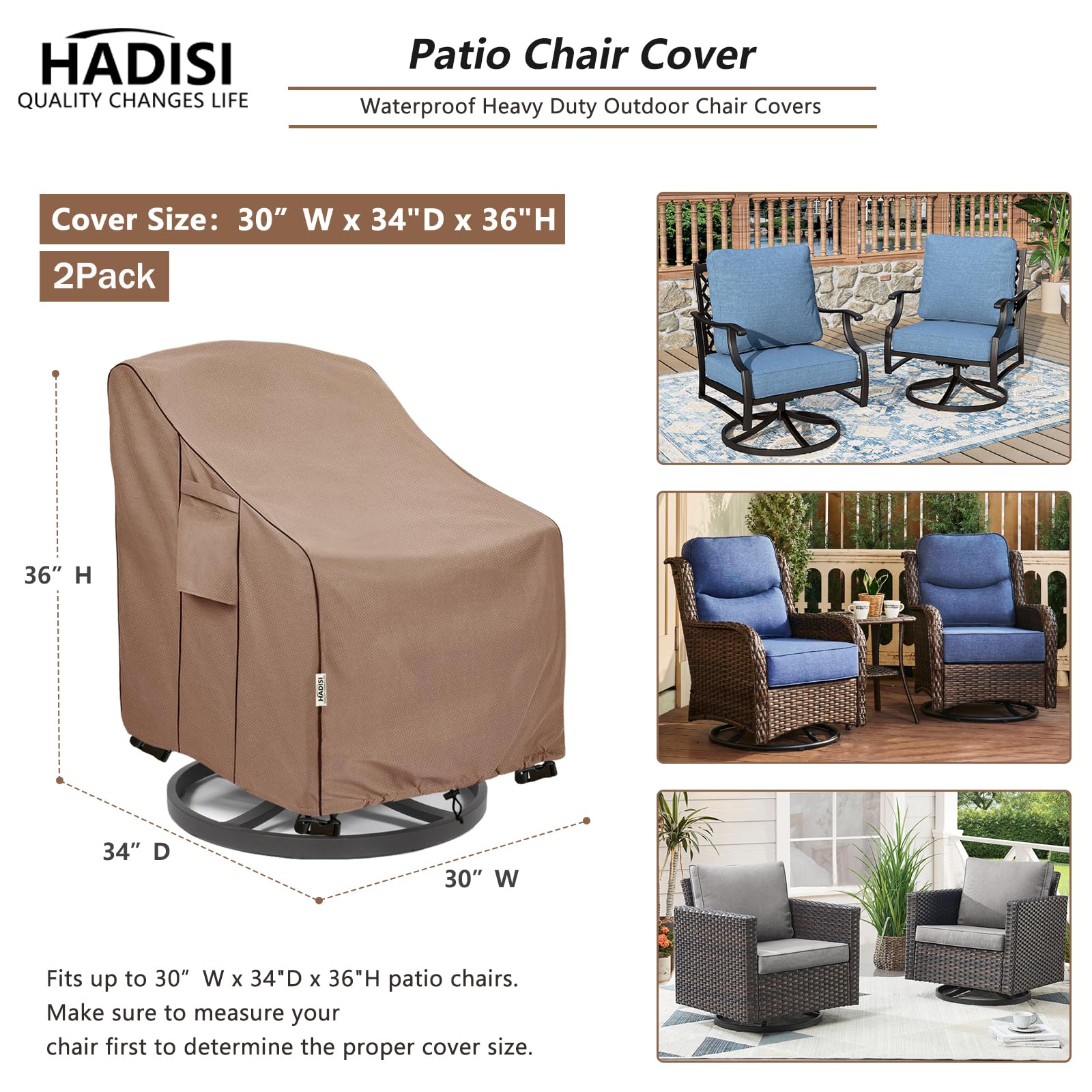 Hadisi lounge deep-seat chair cover tear-resistant design shields upholstery from dust.