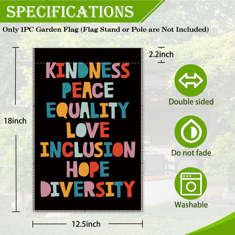 Hafhue Kindness flag back view, double-sided readability from either side.