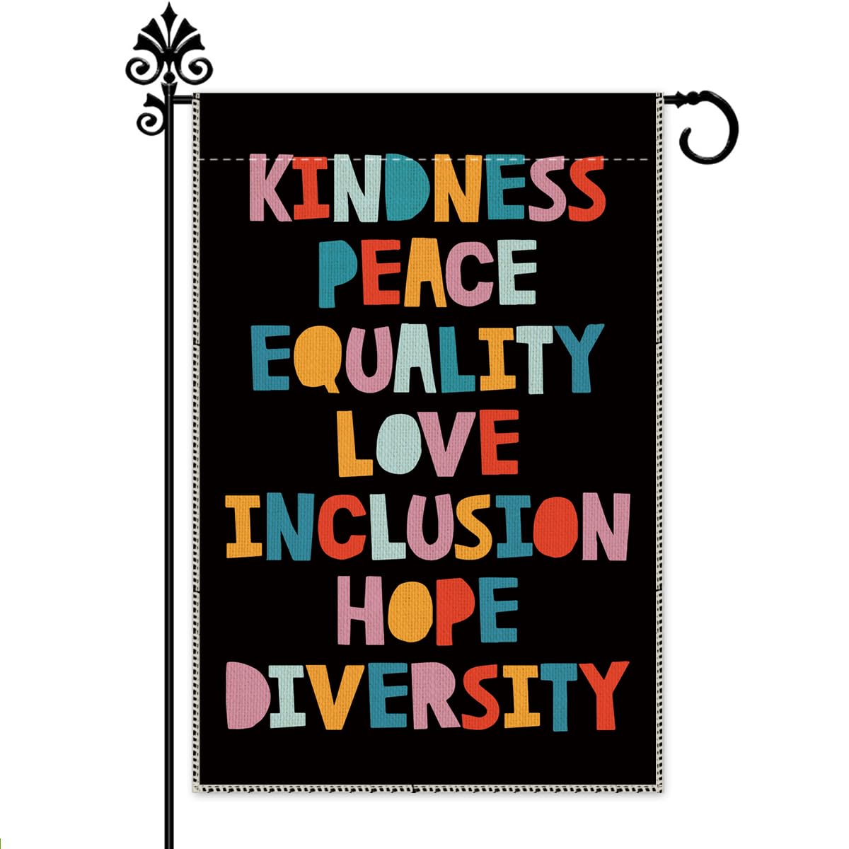 Hafhue Kindness flag front view, durable outdoor decor for porch and yard.