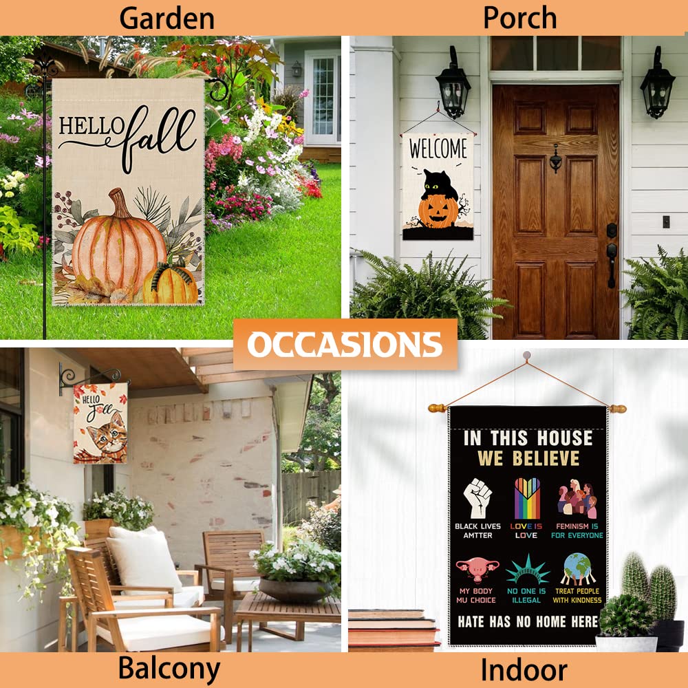 Hafhue double-sided flag, quick install for porch or mailbox display.