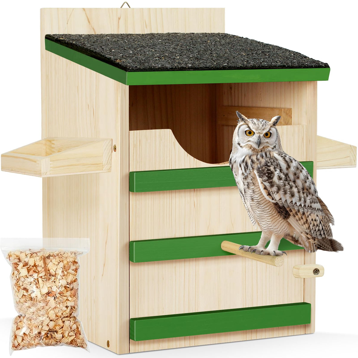HAFTKD Owl House with waterproof roof protecting interior from rain