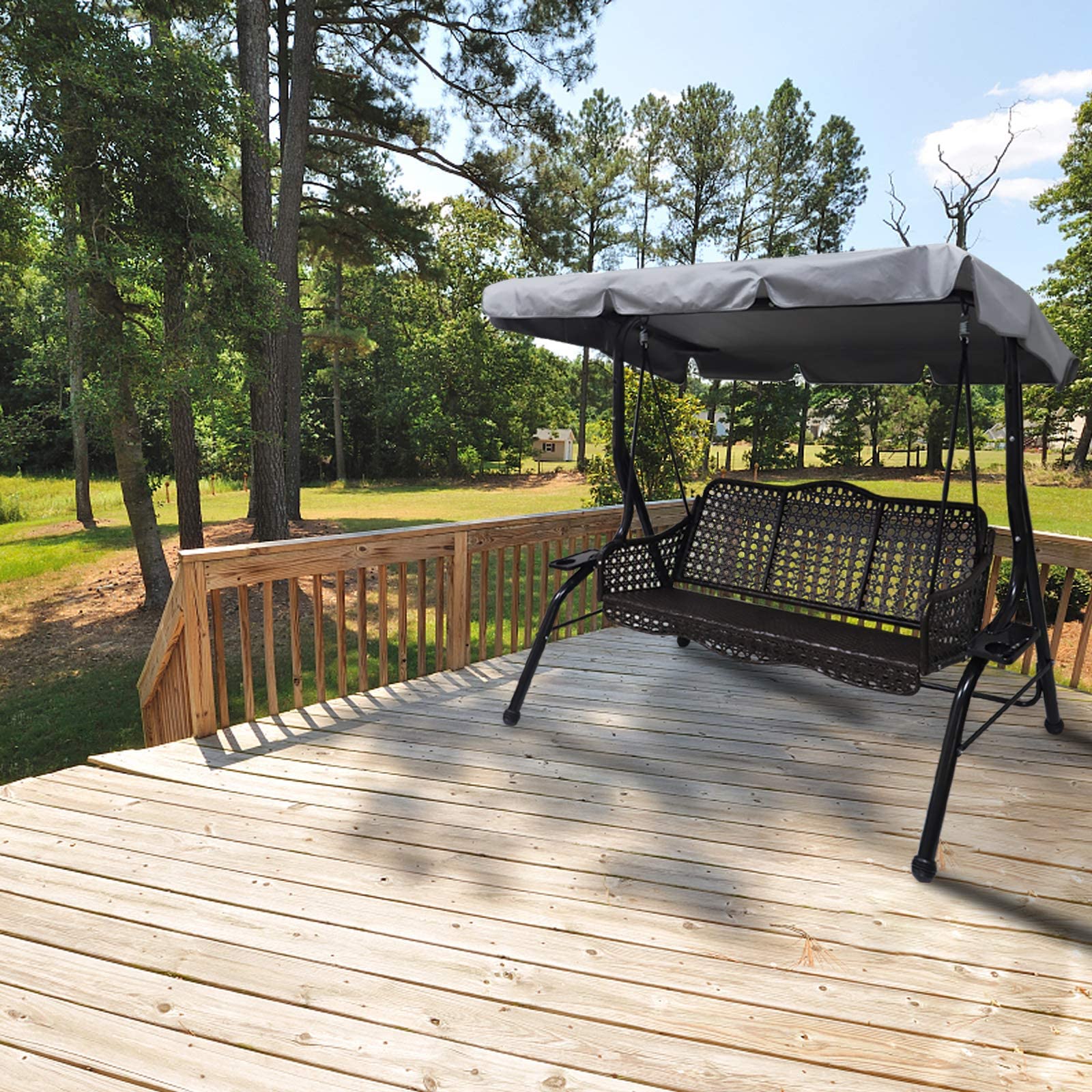 Hagsfire size guide image helps choose the right canopy for your 3-seater swing.