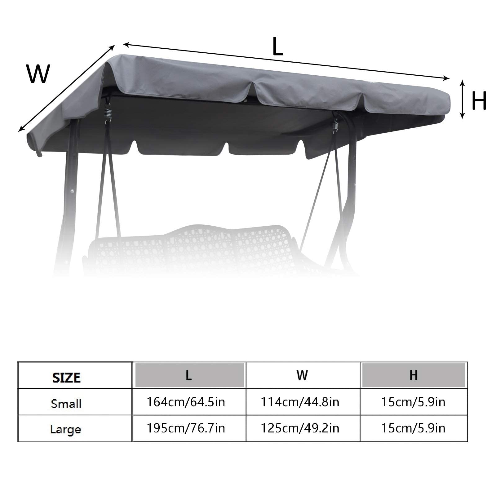 Hagsfire grey large canopy on swing, provides UV protection and shade during sunny days.