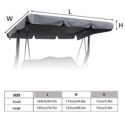 Hagsfire grey large canopy on swing, provides UV protection and shade during sunny days.