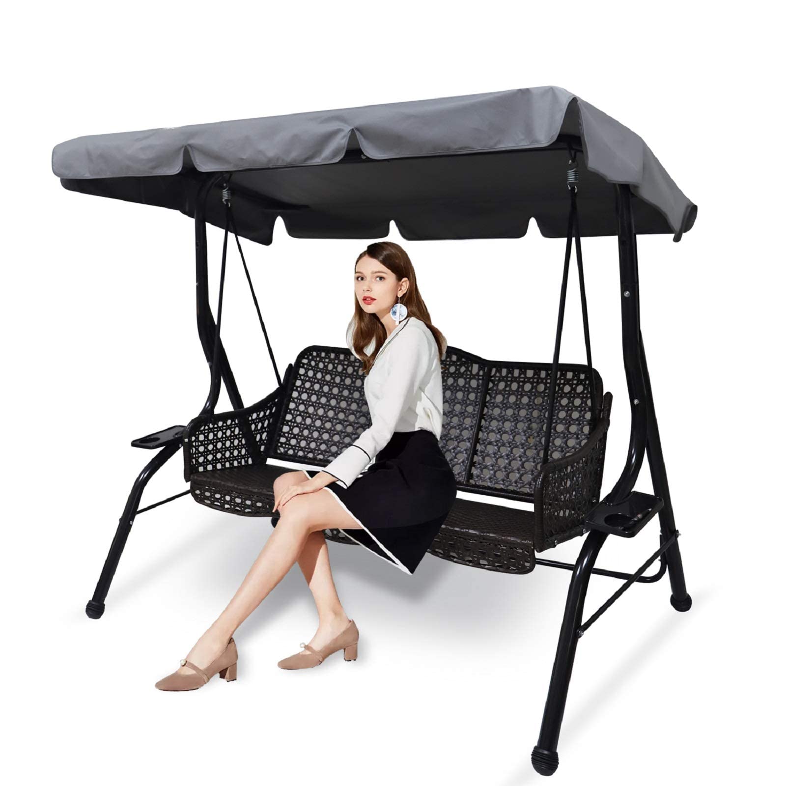Hagsfire grey small canopy for outdoor swing, wrinkle-resistant fabric for easy maintenance.