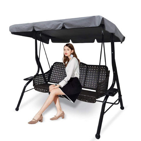 Hagsfire grey small canopy for outdoor swing, wrinkle-resistant fabric for easy maintenance.
