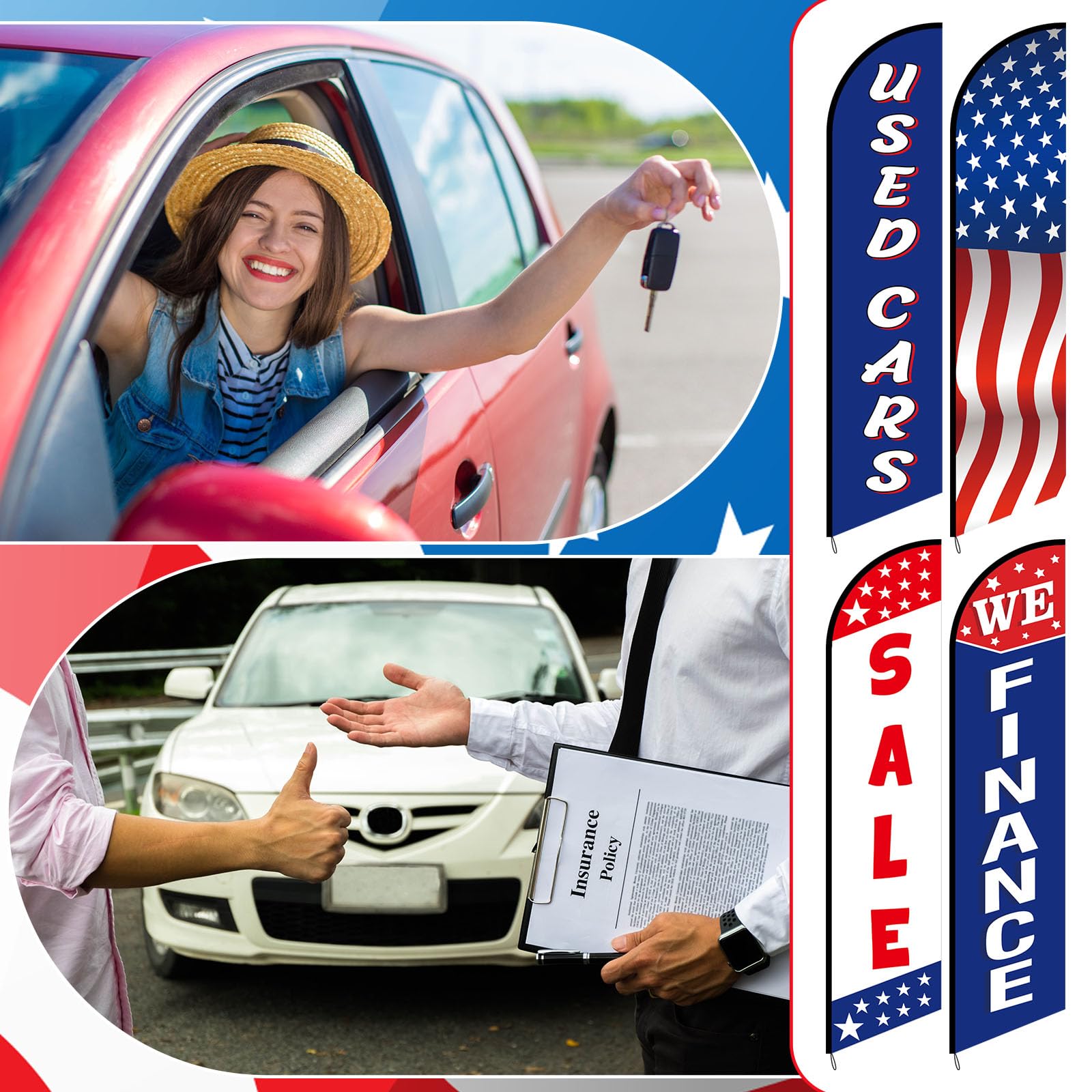 Hahafelt flag in blue-red-white colors enhances pedestrian attention.