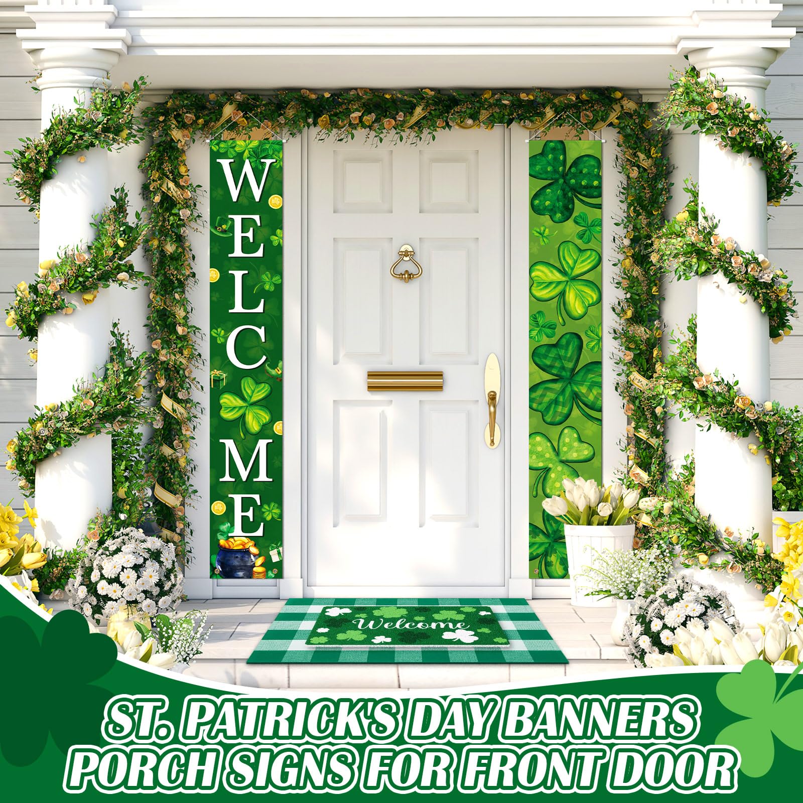 Hahafelt door banners closeup showing polyester construction