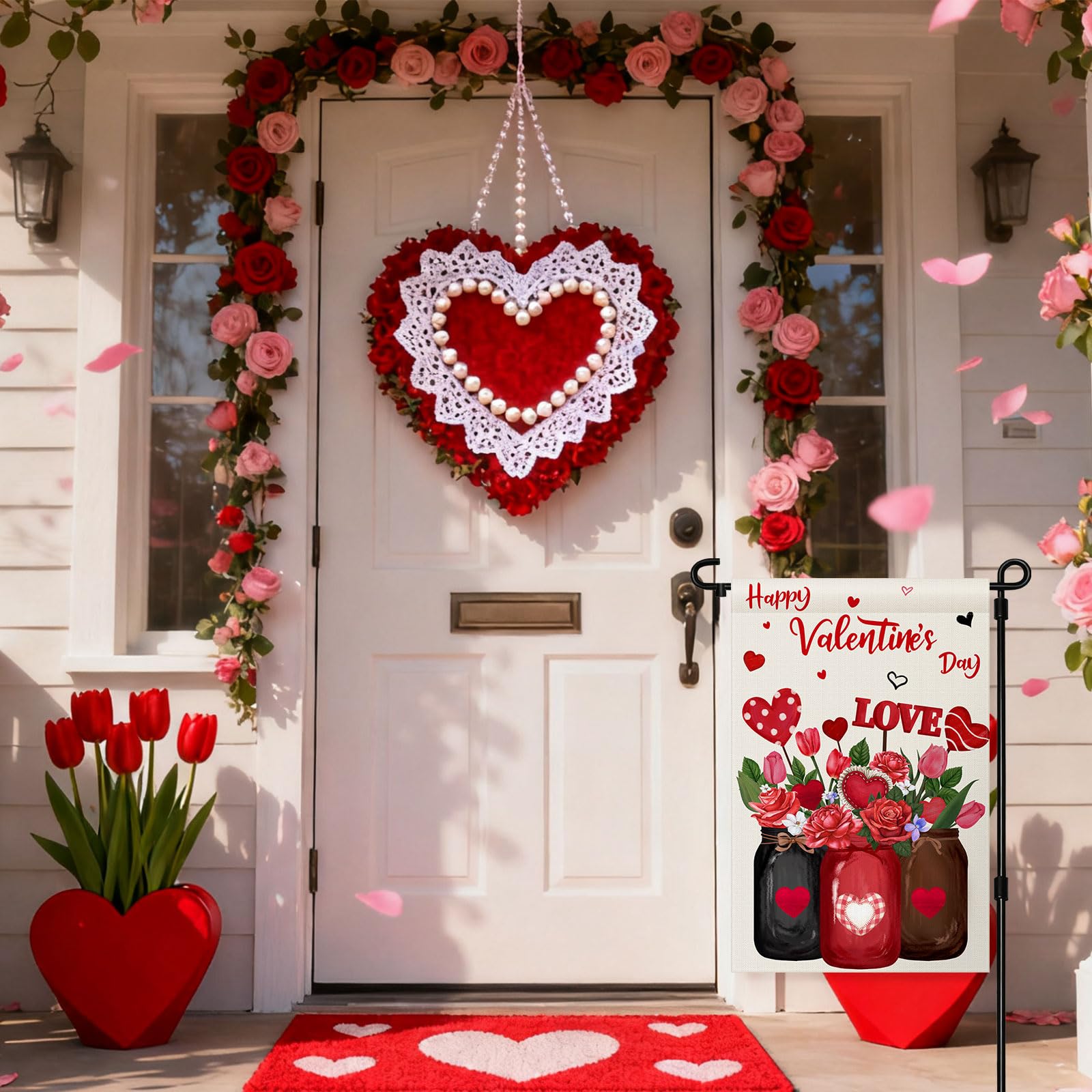 Hahafelt durable polyester flag ensures reusable holiday decor.