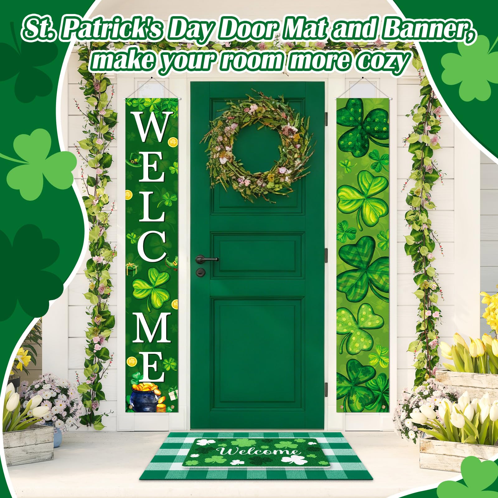 Hahafelt Irish welcome door banners pair for easy hanging