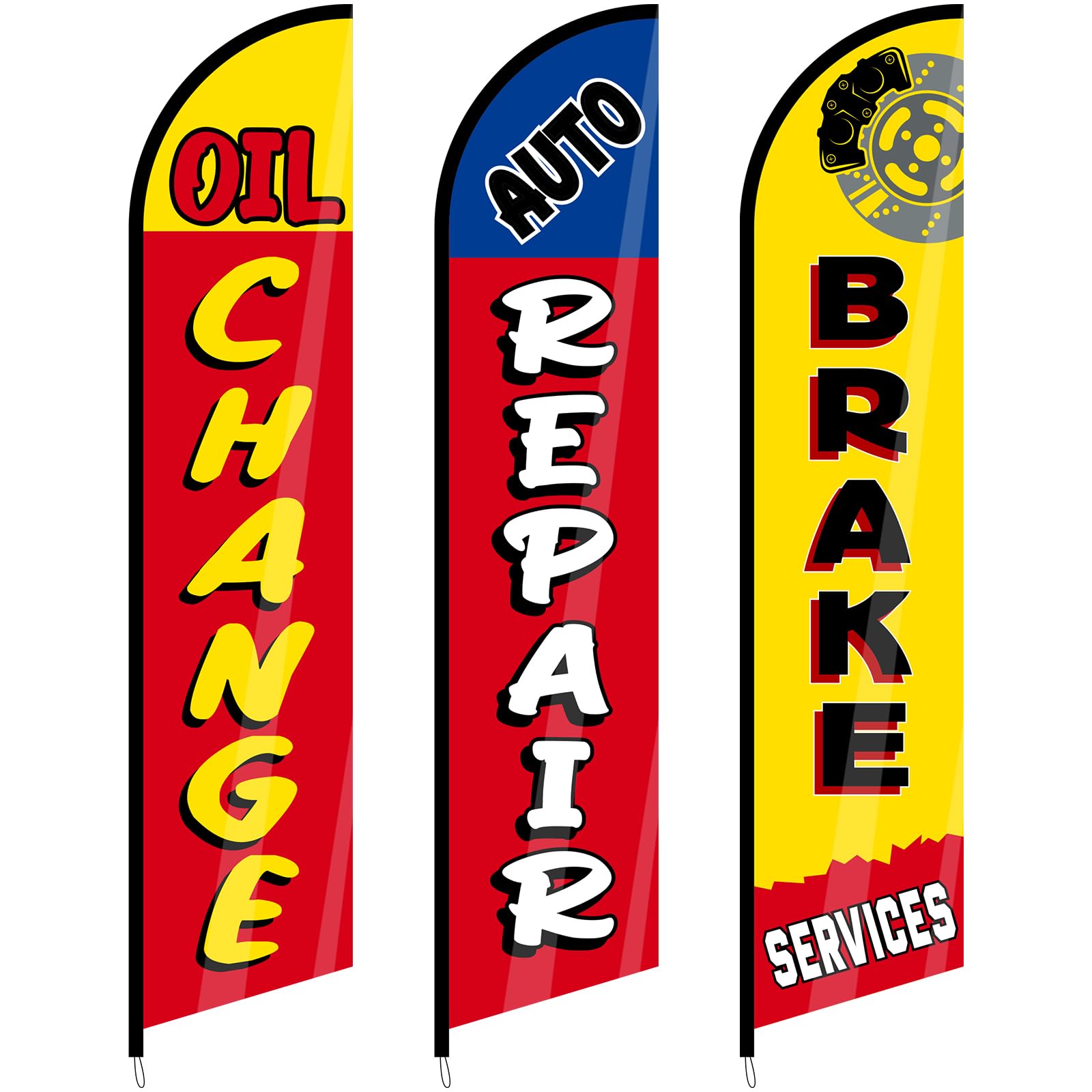 Hahafelt oil-change flag boosts shop visibility from afar, attracting potential customers.