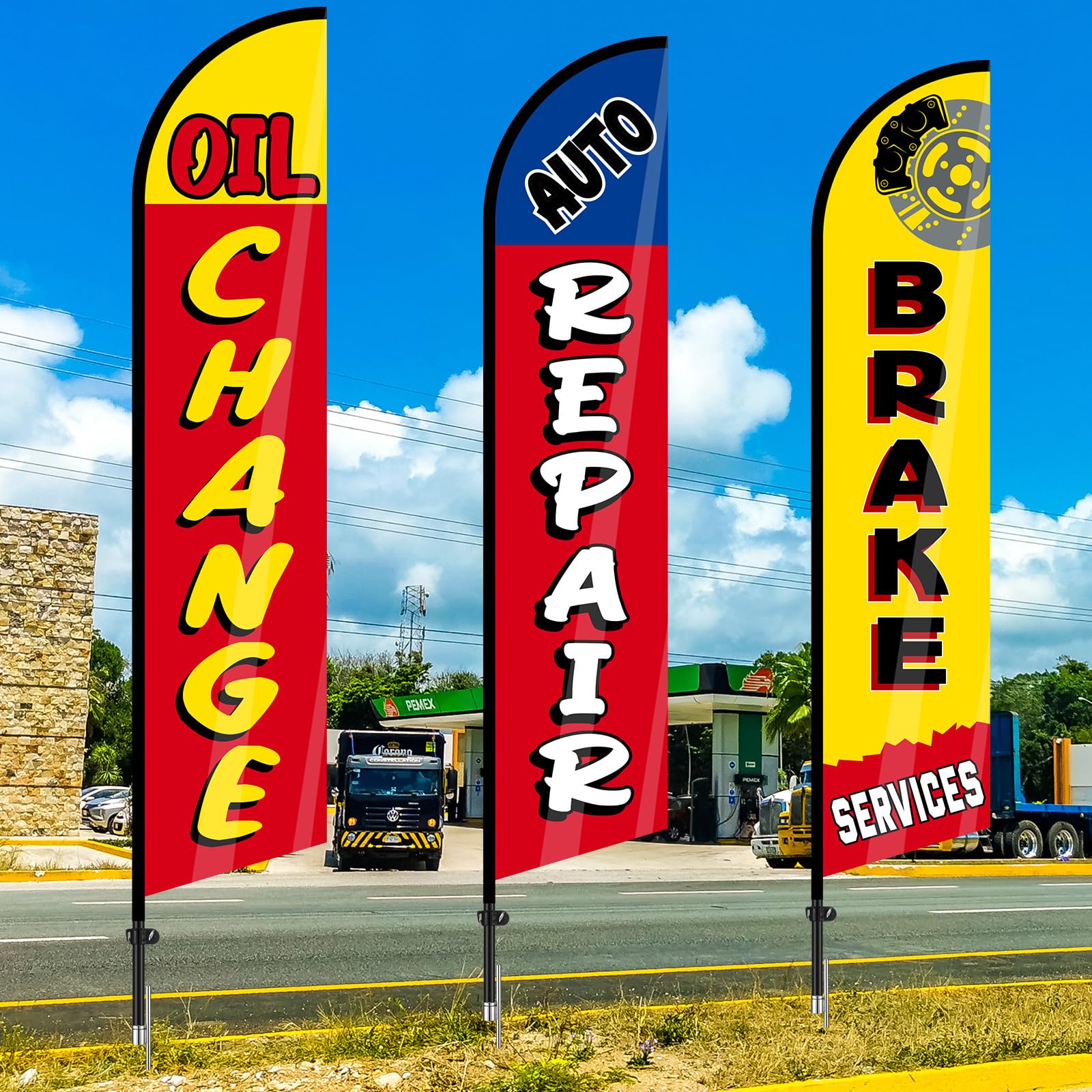 Hahafelt 3-pack flag kit provides high-contrast visibility for promotions.