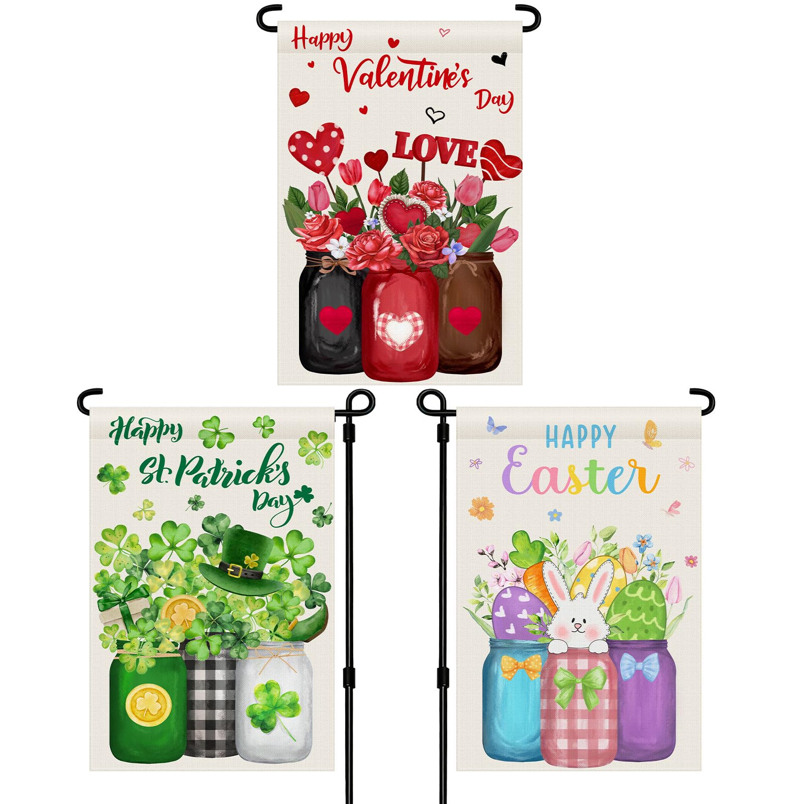 Hahafelt Valentine’s heart flag enhances outdoor seasonal decor.