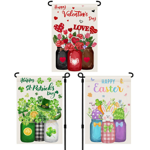 Hahafelt Valentine’s heart flag enhances outdoor seasonal decor.