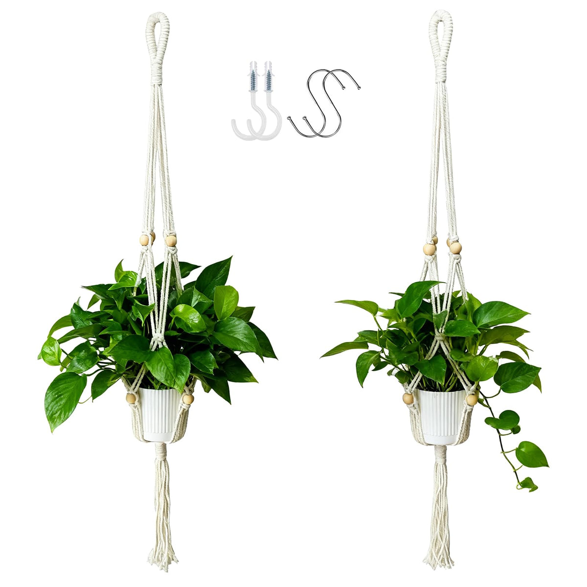 HahaMagic macrame plant hanger with tassel in a two-pack setup for stylish indoor decor