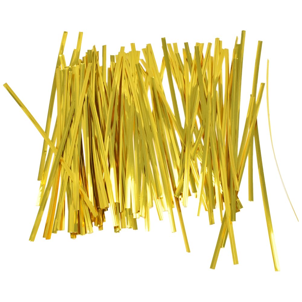 HAHIYO 6-inch gold twist ties seal bags quickly and add a festive touch.