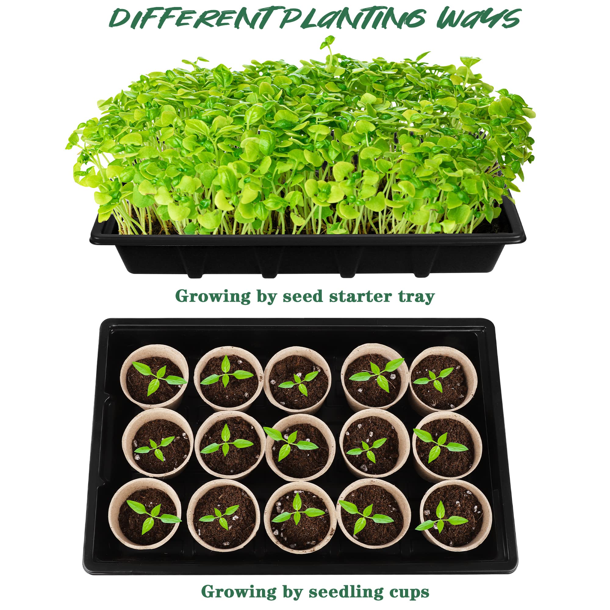 Hahood 10-cells seedling cups help compactly organize multiple varieties.
