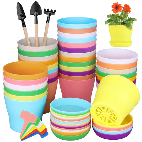 Hahood 36-pack 4-inch pots on saucers ready for seedlings and transplanting