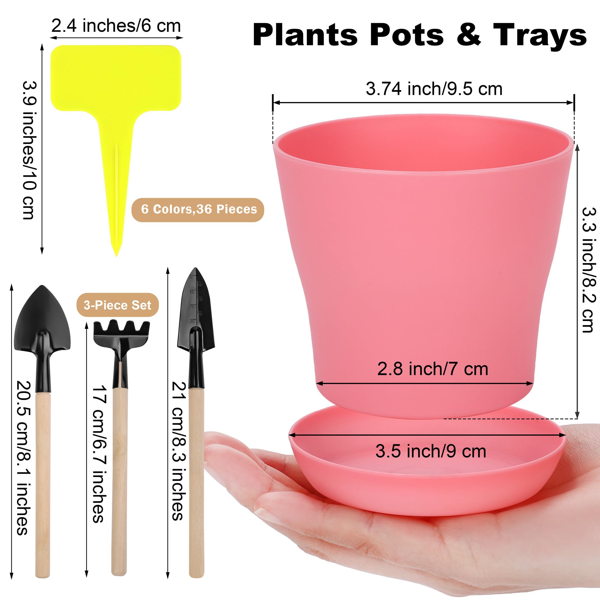 Hahood colorful plant pots in nine colors with matching trays for organization