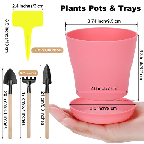 Hahood colorful plant pots in nine colors with matching trays for organization