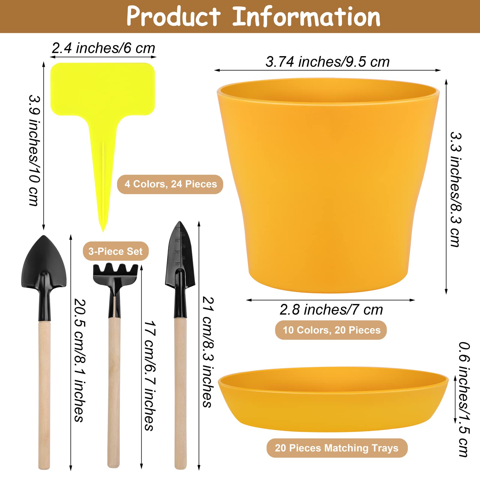 Hahood colorful planters with trays in 10 colors for vibrant indoor decor.