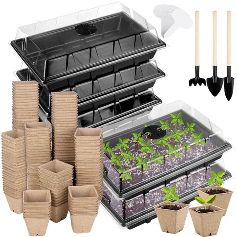Hahood seed starter tray set with covers for easy germination observation
