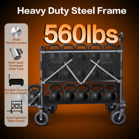 HAIGE wagon 600L capacity supports groceries, gear, and camping supplies