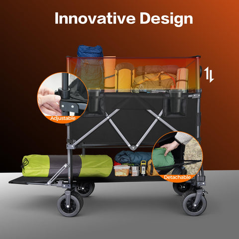 HAIGE double-decker wagon wide-terrain wheels glide on sand, grass, and pavement
