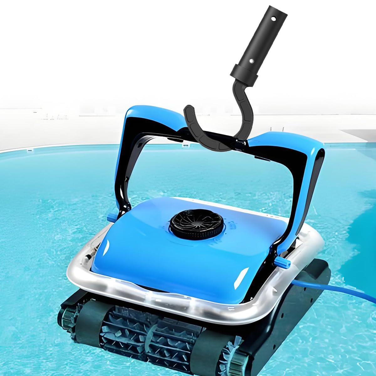 Hailewen pool cleaner hook demonstrated with robotic cleaner connection.