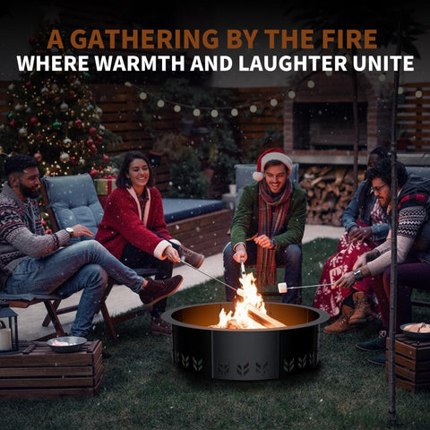HAIMINA backyard party setup with smokeless ring for cozy outdoor ambiance