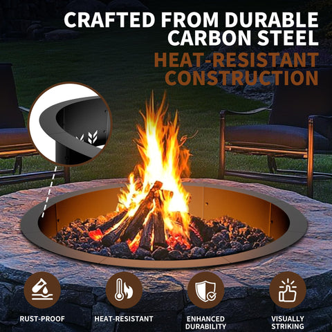 HAIMINA fire pit ring black finish adds elegant aesthetics to outdoor spaces