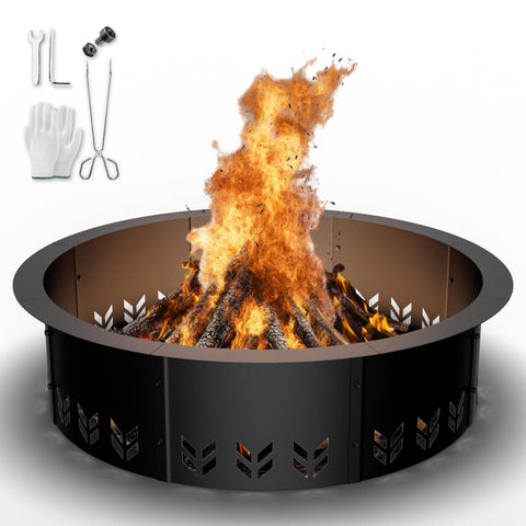 HAIMINA outdoor smokeless fire pit ring insert with 30-inch inner and 36-inch outer diameter for safe backyards