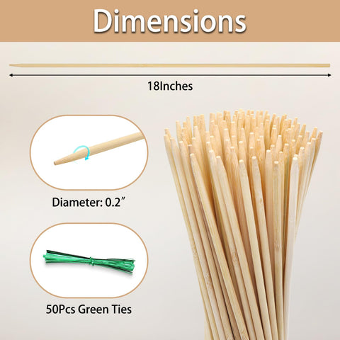 HAINANSTRY 18inch bamboo stakes provide sturdy garden support for outdoor plants