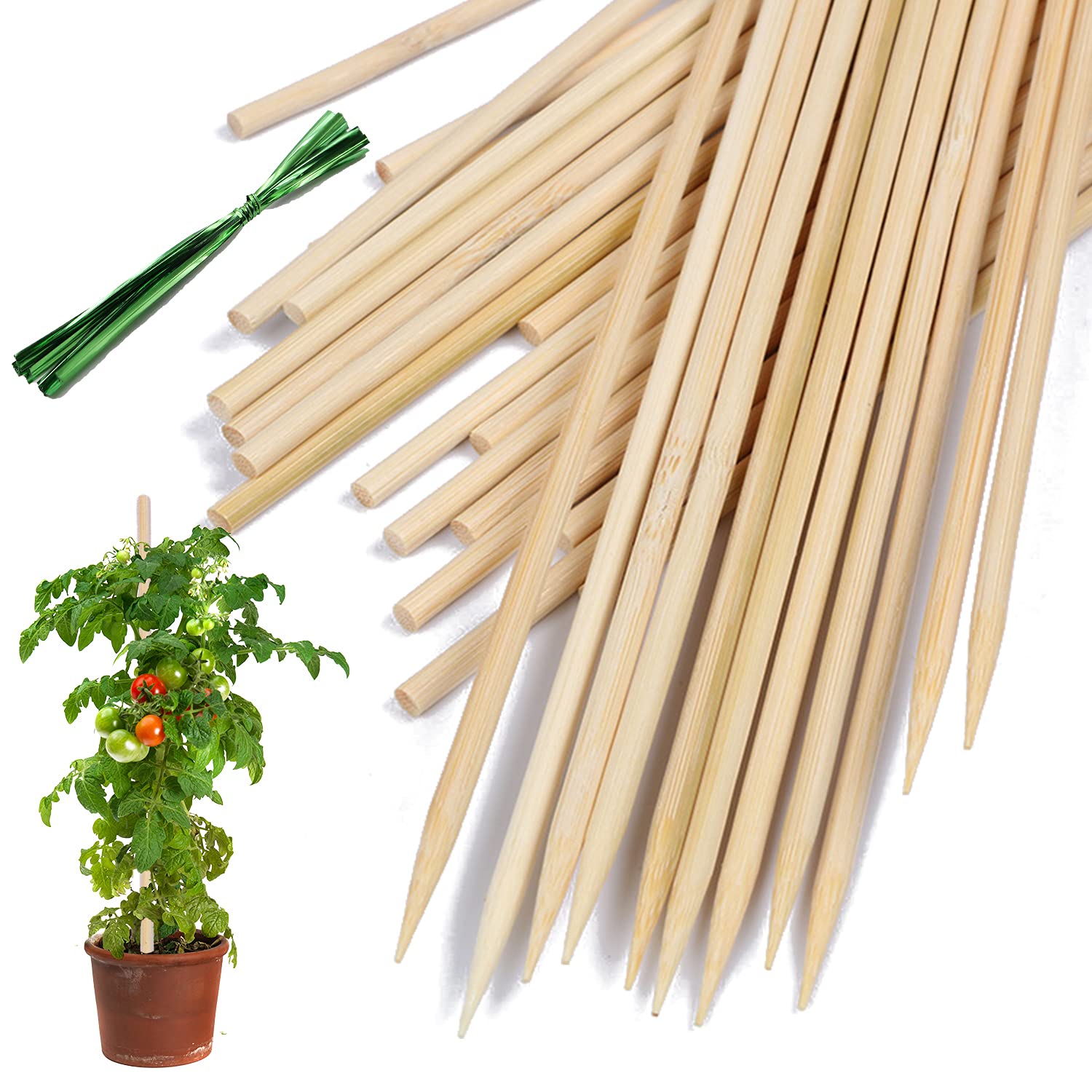 HAINANSTRY bamboo plant stake in soil provides vertical support for potted plants