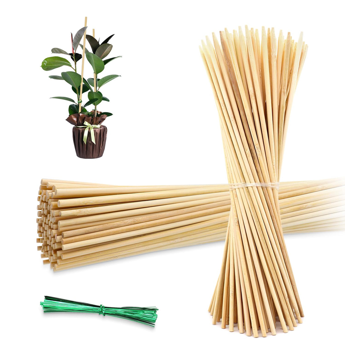 HAINANSTRY bamboo stakes in soil support upright growth for potted plants