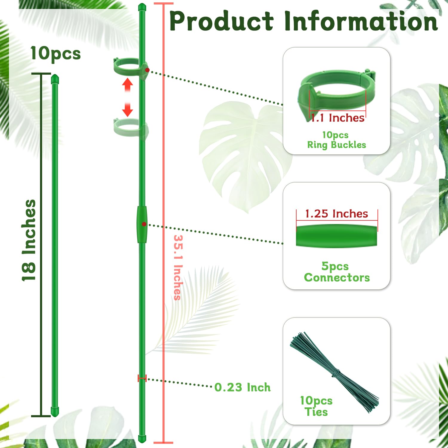 HAINANSTRY connectors-and-buckles enable adjustable height for tall plants.