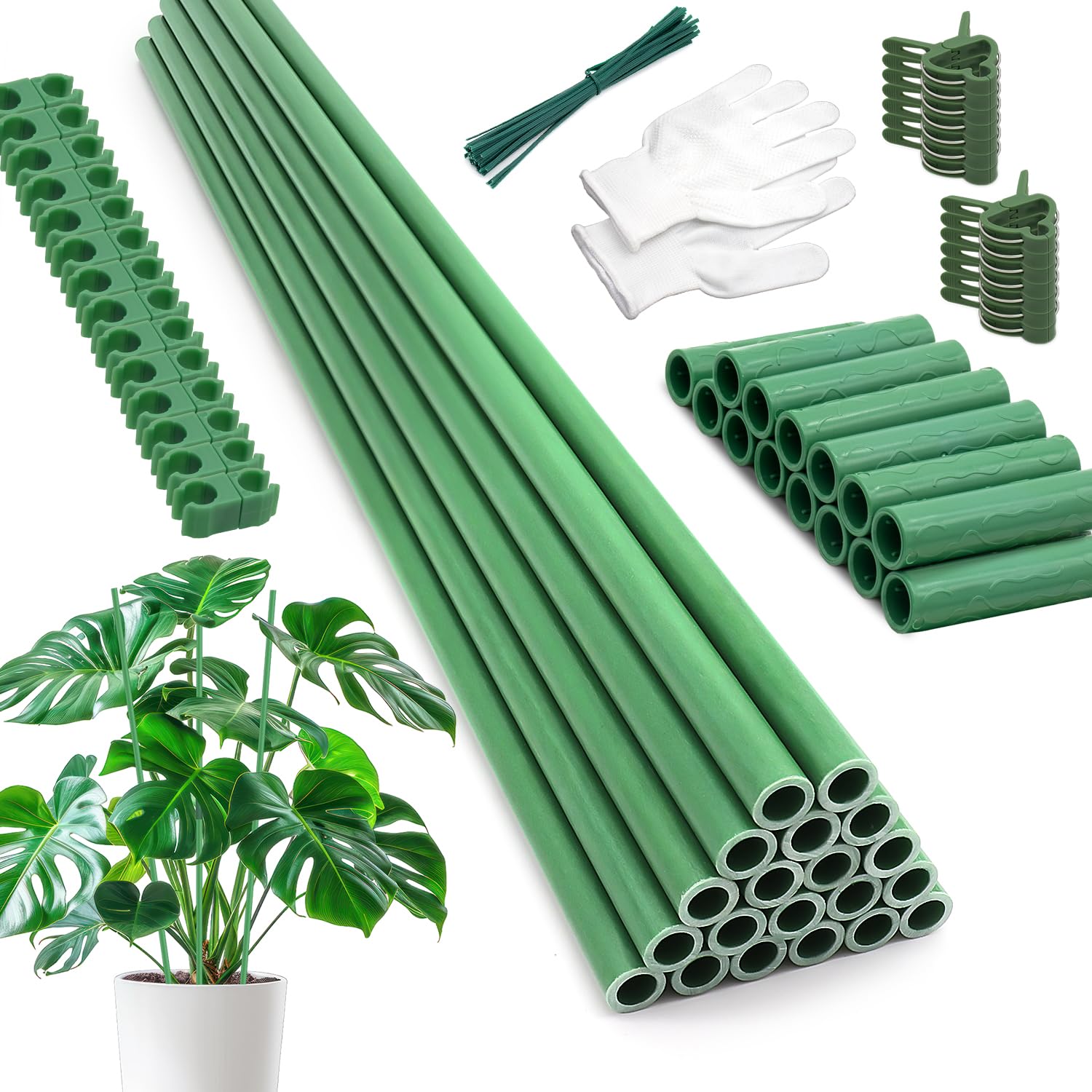 HAINANSTRY garden stakes 17inch 20pack kit for sturdy plant support in gardens