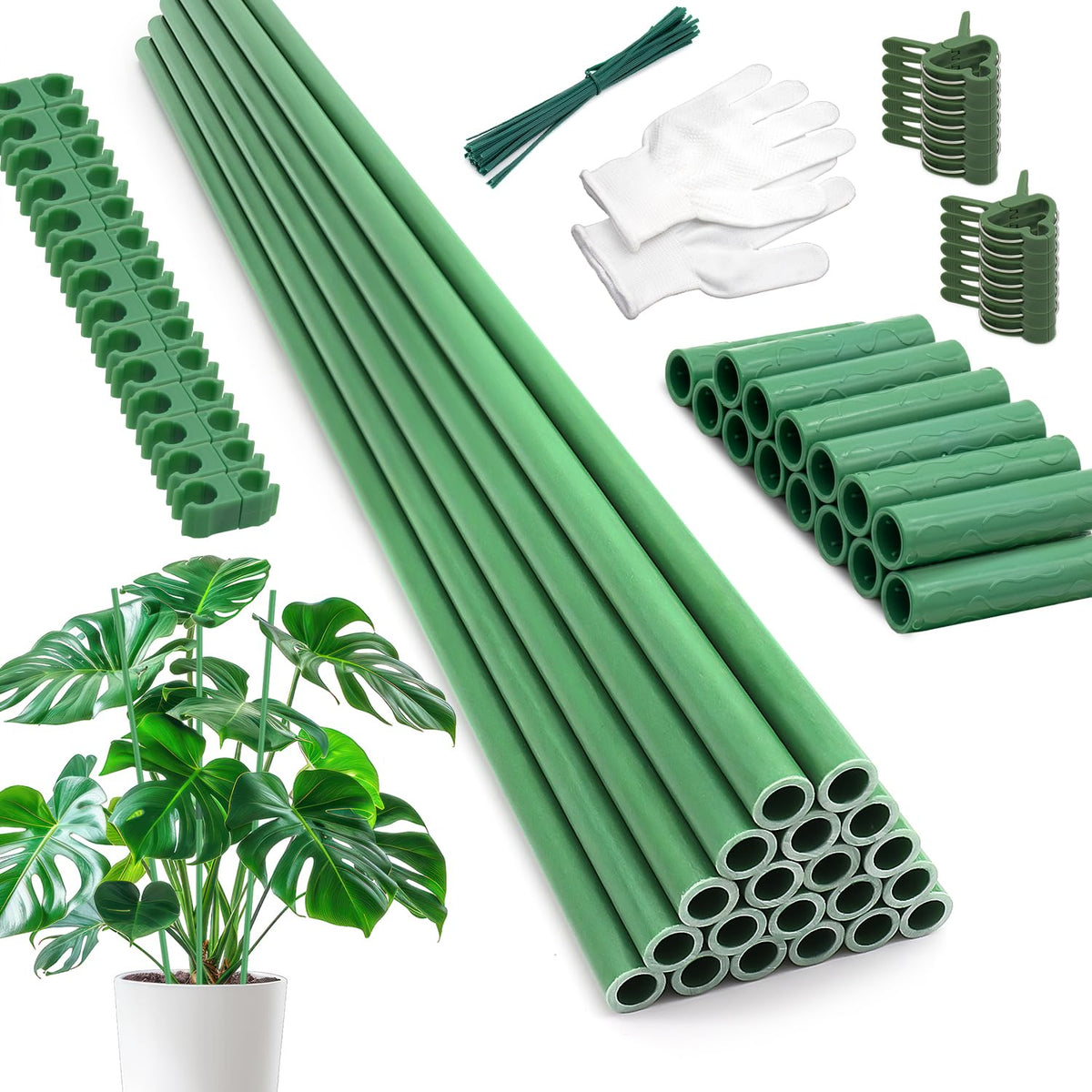 HAINANSTRY garden stakes 17inch 20pack kit for sturdy plant support in gardens