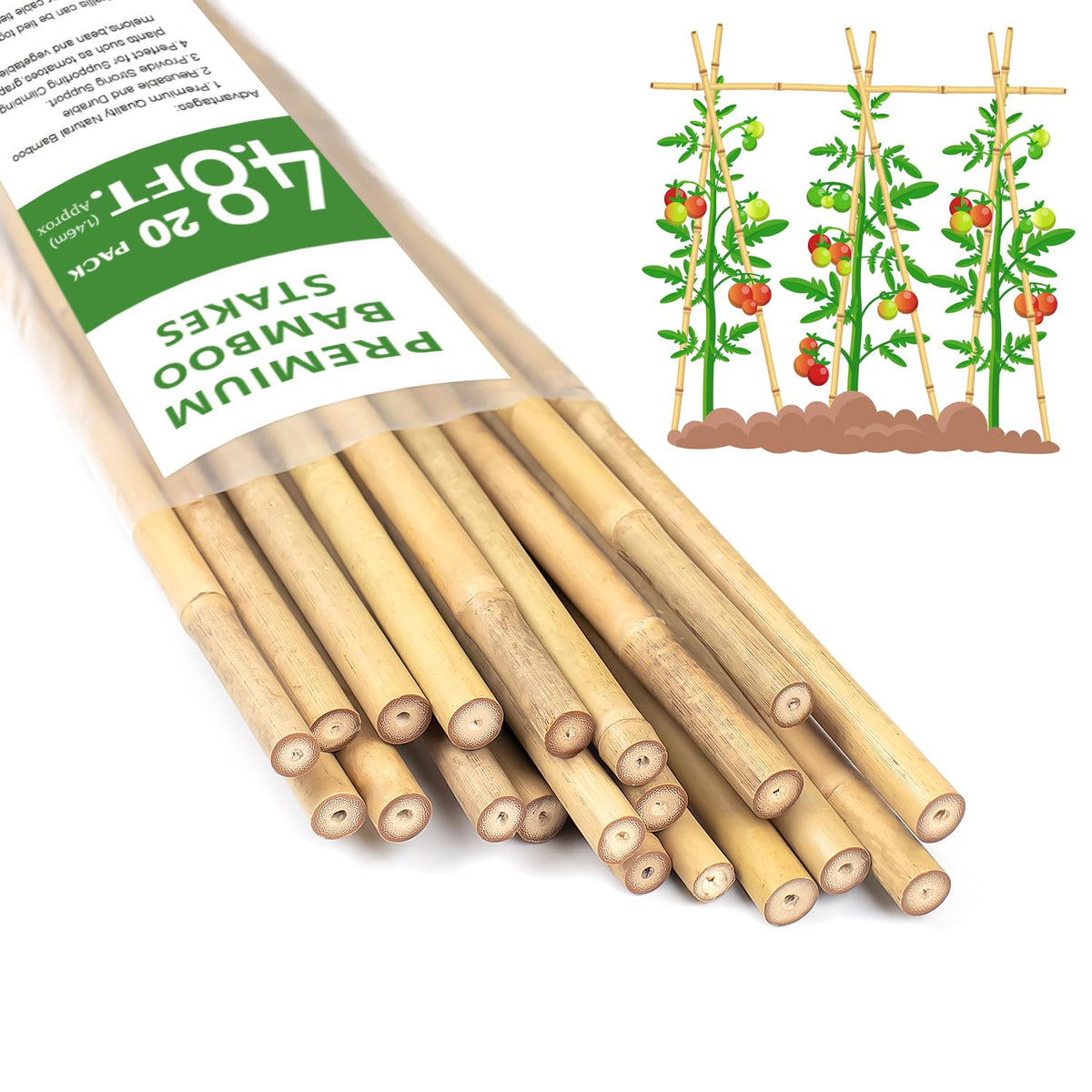 HAINANSTRY plant stakes 4.8ft offer sturdy outdoor support for climbing plants.
