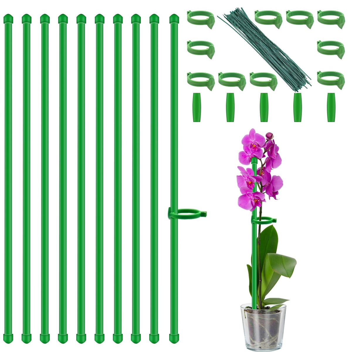 HAINANSTRY plant-stakes-18inch-pack offers sturdy indoor plant support.