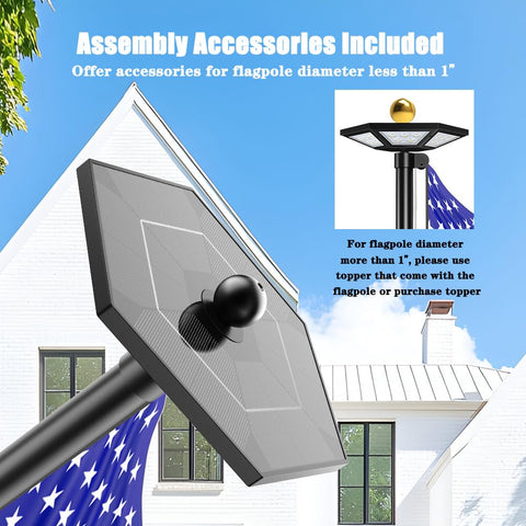 Hainee flag pole light top-mount dusk-dawn shows long brightness through the night