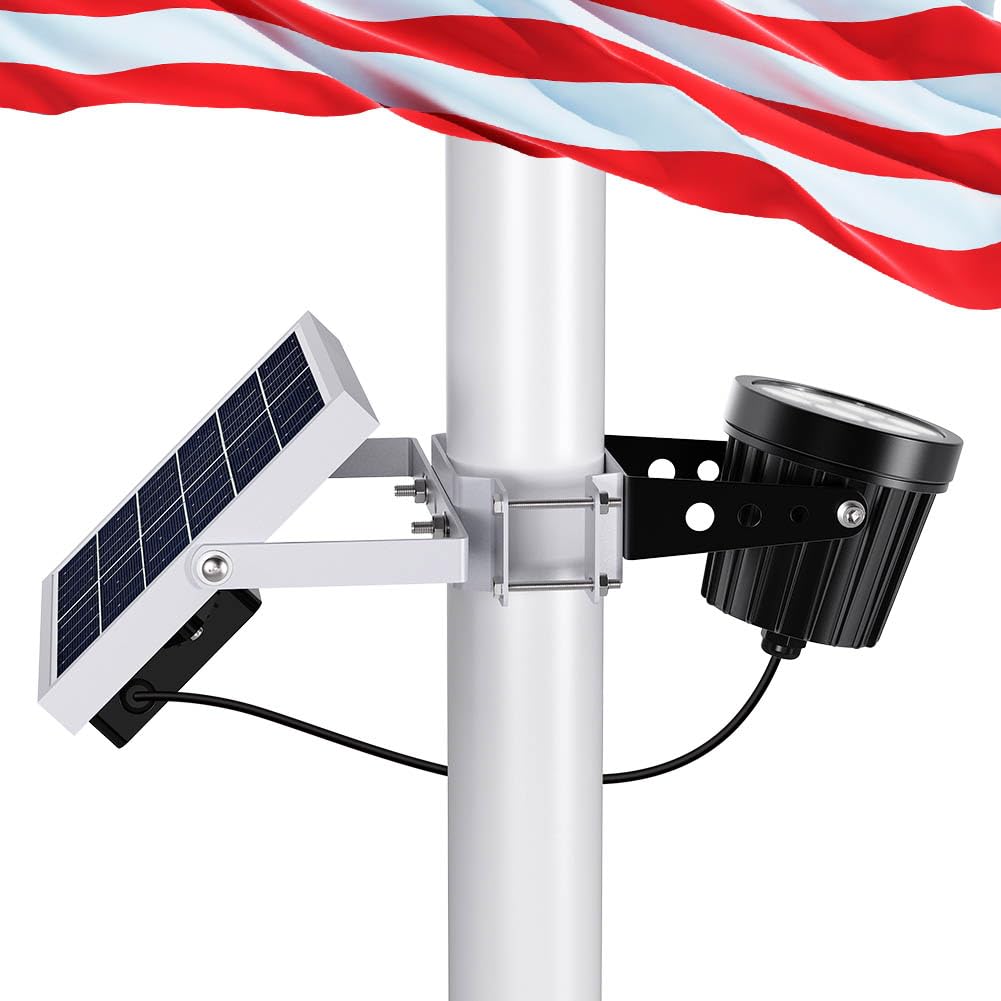 Hainee solar flag light with 6000K LED for bright flag illumination