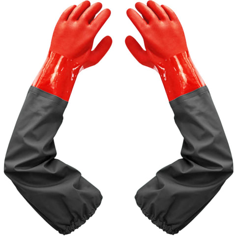 Haiou long arm gloves with blue palm protect hands during dishwashing