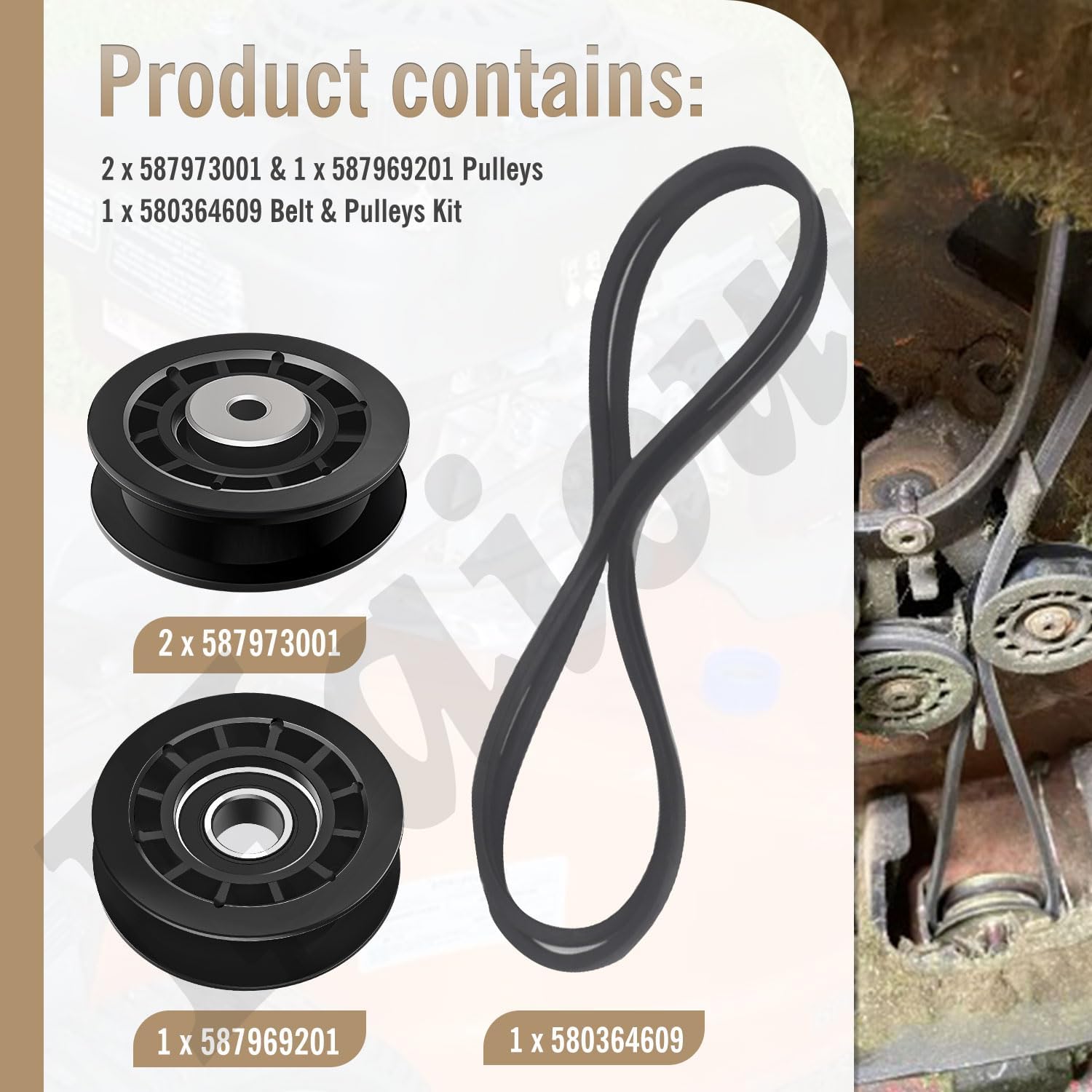 Haiouus 22-inch walk-behind belt replacement reduces downtime during mowing.